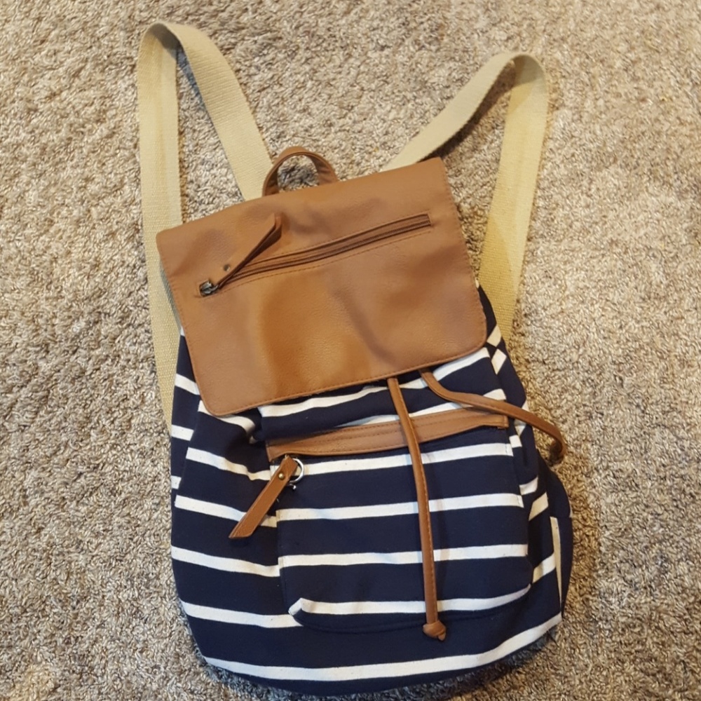 Madden girl  navy and white stripped backpack